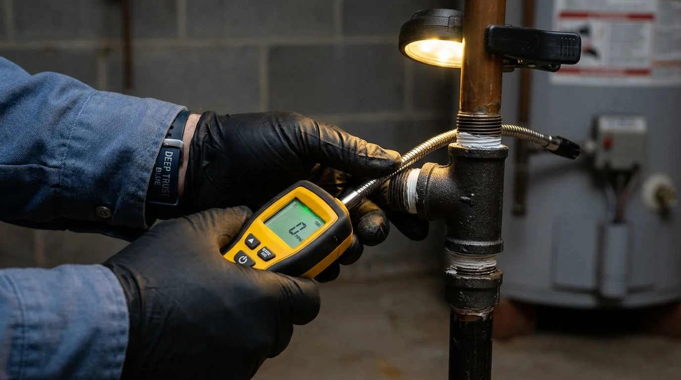 Gas leak detection with electronic sniffer by Johns Plumbing LLC in Estill