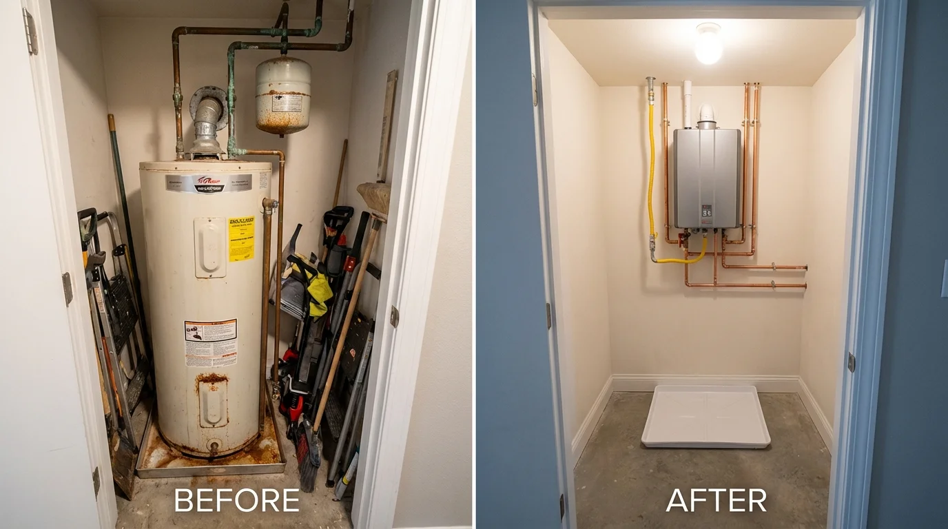 Tank water heater versus wall-mounted tankless unit comparison for Estill, SC homeowners